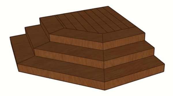 Уличная лестница Ecodecking Техно с 3 ступенями угловая